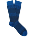 Marcoliani - Marina Striped Cotton-Blend Socks - Blue