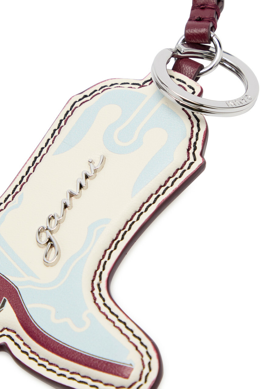 Ganni Western Boot Leather Keyring - Light Blue - One Size