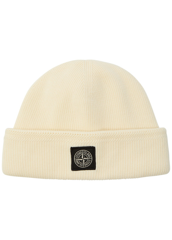 Photo: Stone Island Compass Logo-appliquéd Ribbed Cotton-knit Beanie - Ivory - One Size