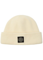 Stone Island Compass Logo-appliquéd Ribbed Cotton-knit Beanie - Ivory - One Size