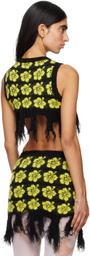 Ashley Williams Black & Yellow Ganguro Floral Tank Top
