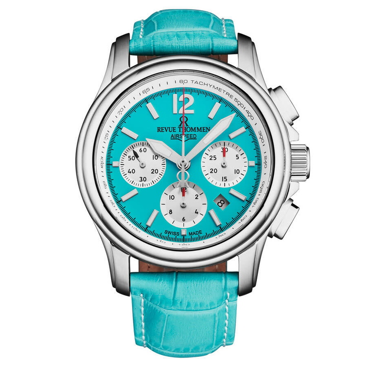 Photo: Revue Thommen Air Speed Chronograph Automatic Blue Dial Mens Watch 16041.6331