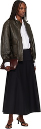 St. Agni Black Cotton Circle Hem Maxi Skirt