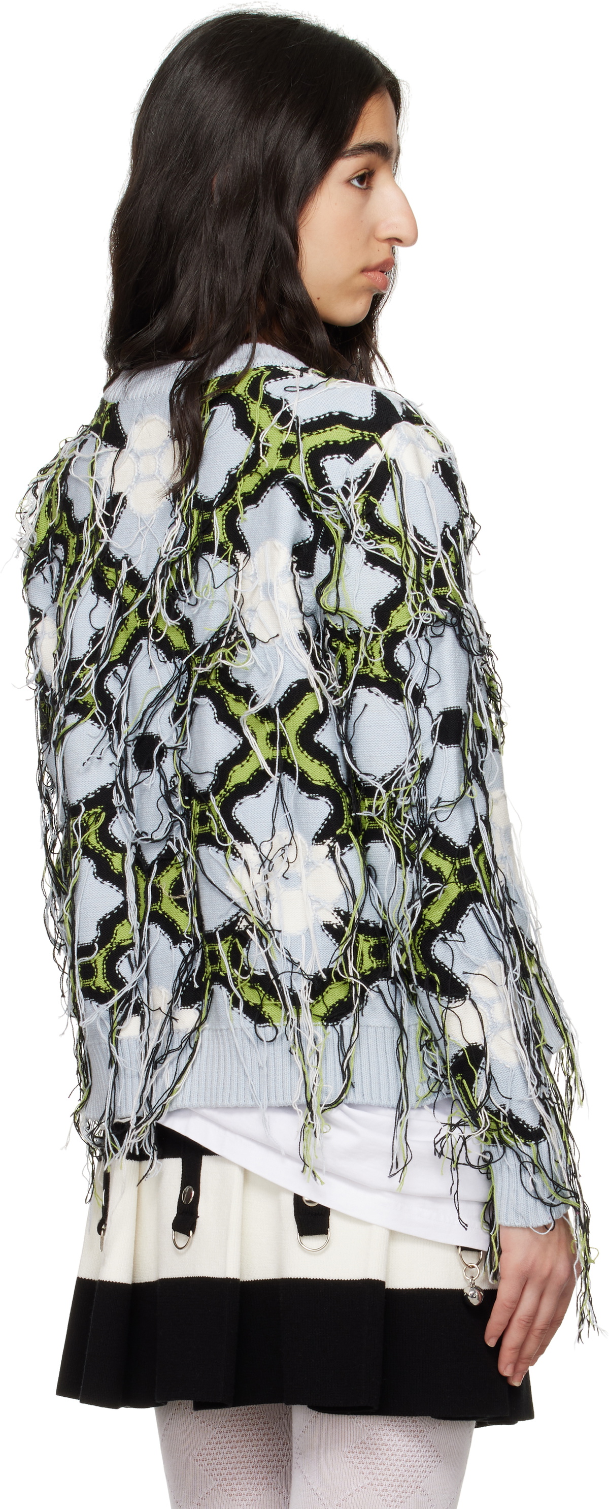 Charles Jeffrey LOVERBOY Blue & Green Guddle Cardigan