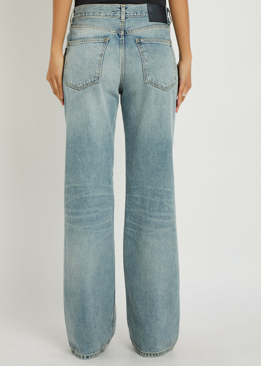 Haikure Korea Straight-leg Jeans Blue