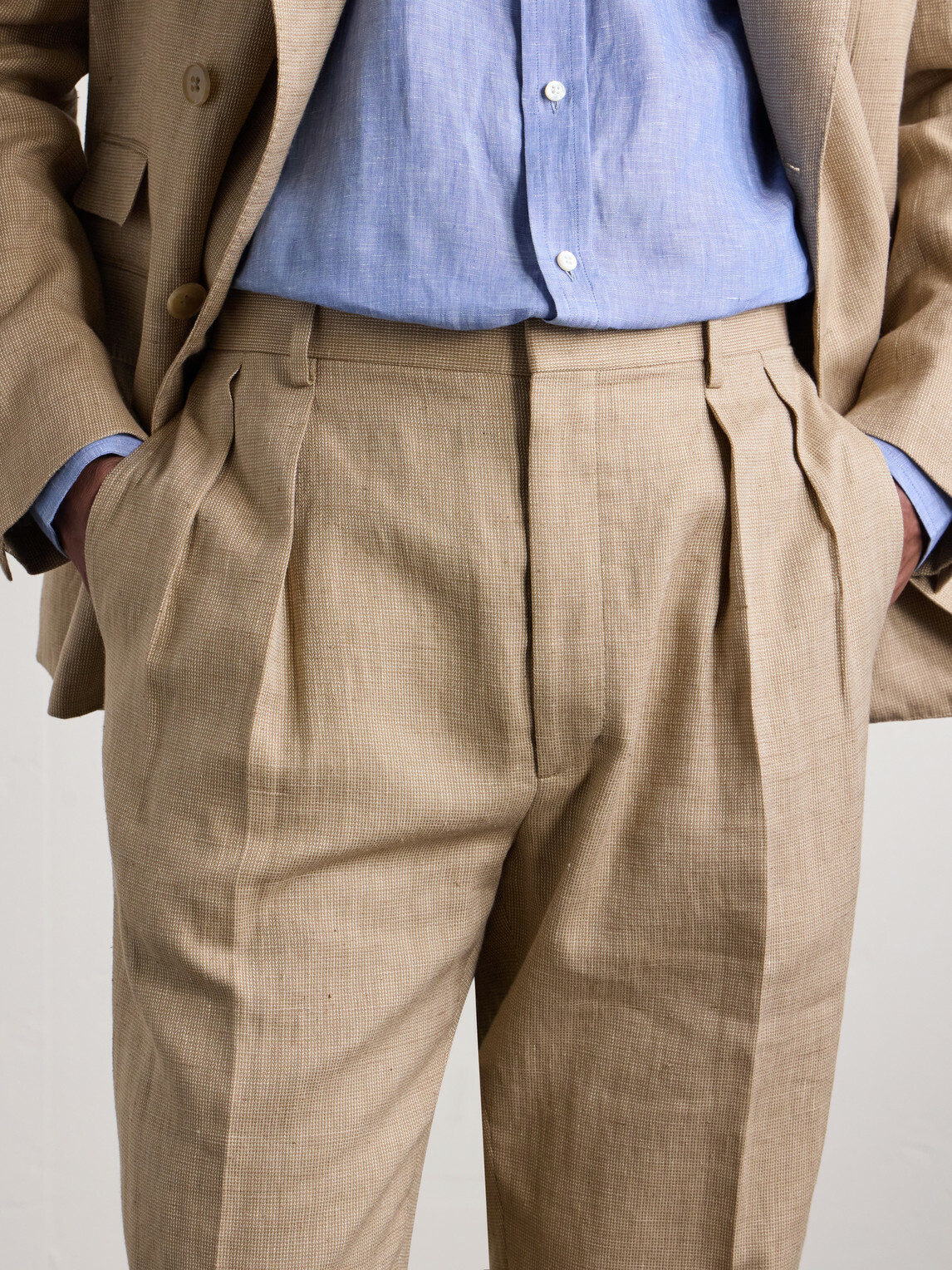Ralph Lauren Purple label - Straight-Leg Pleated Linen, Cotton and Silk-Blend Suit Trousers - Neutrals
