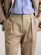 Ralph Lauren Purple label - Straight-Leg Pleated Linen, Cotton and Silk-Blend Suit Trousers - Neutrals