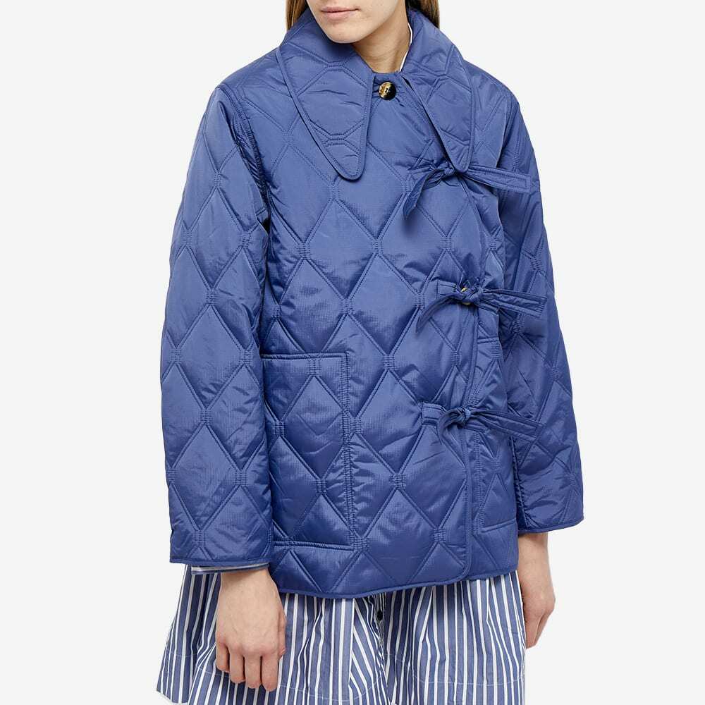 GANNI Women's Ripstop Quilt Asymmetric Jacket in Gray Blue GANNI