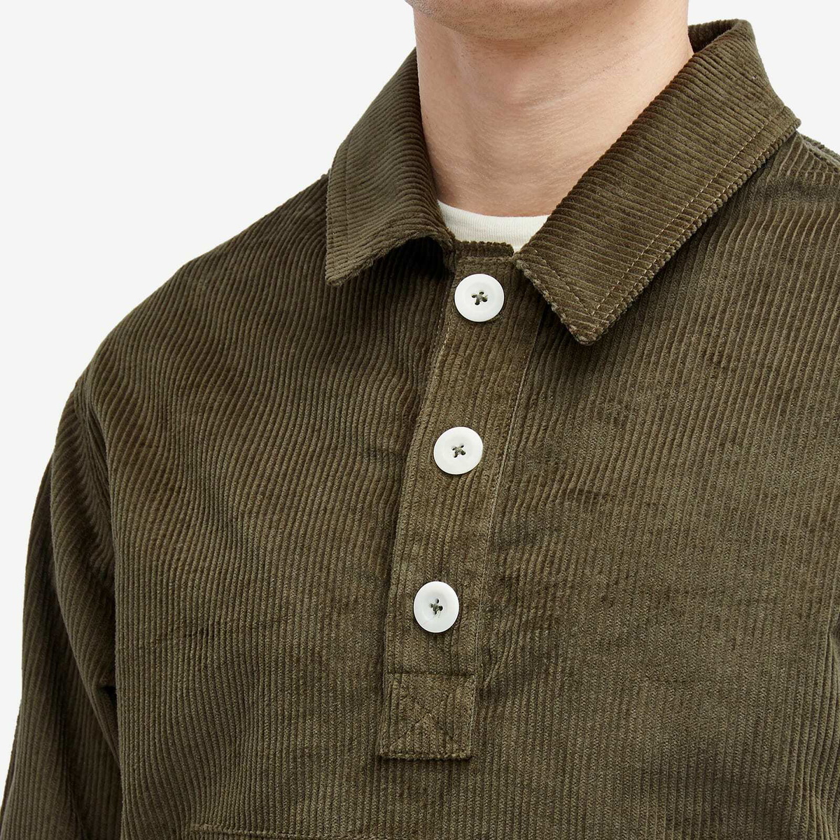 Café Mountain Men's Cord Leisure Popover Jacket in Moss Green