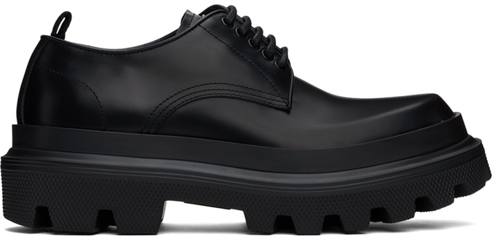Photo: Dolce&Gabbana Black Brushed Calfskin High Trekking Derbys