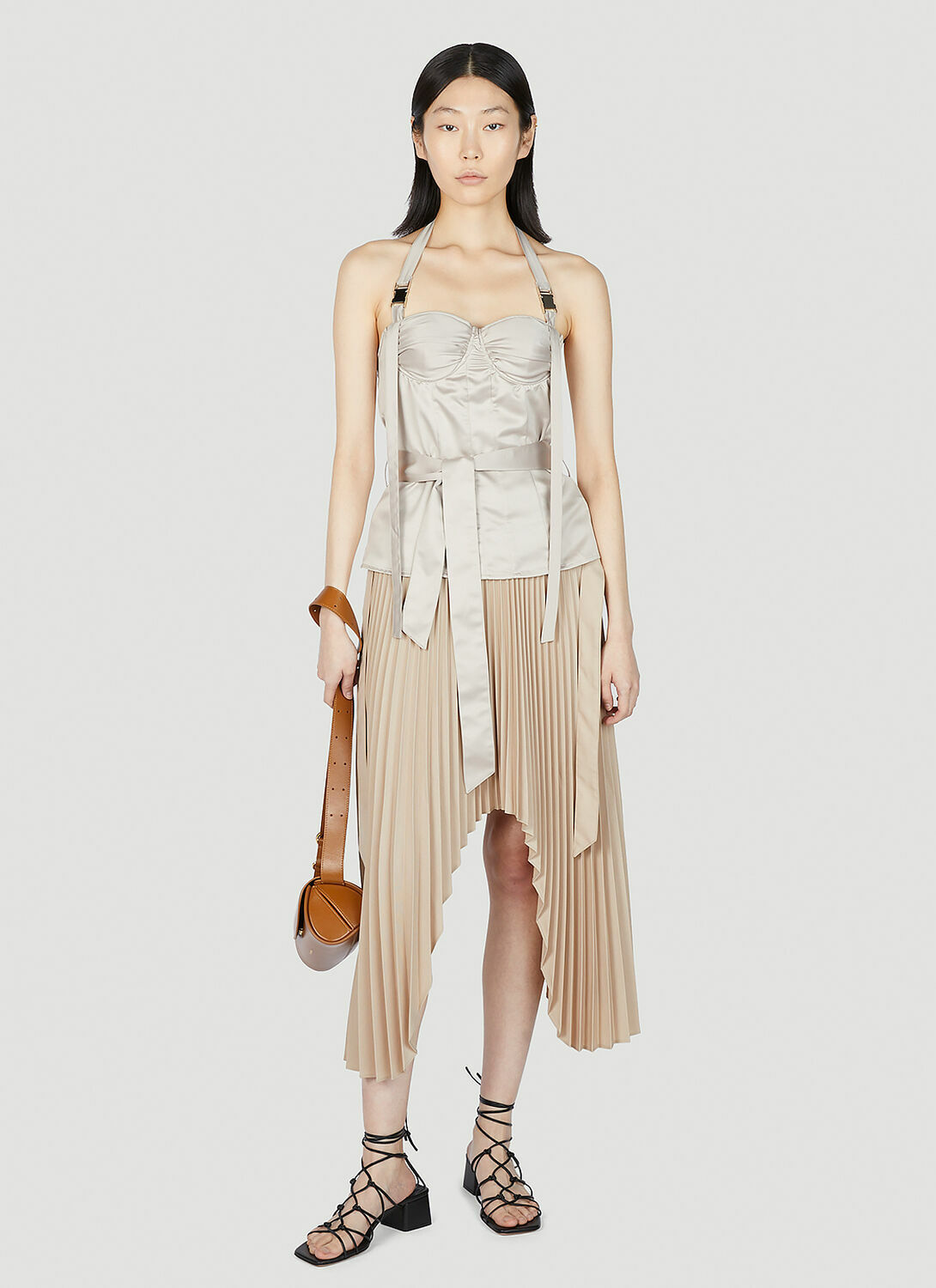 Rokh Satin Pleated Skirt