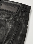 Balmain - Slim-Fit Distressed Coated Jeans - Black