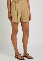 Polo Ralph Lauren Pleated Linen Shorts Brown
