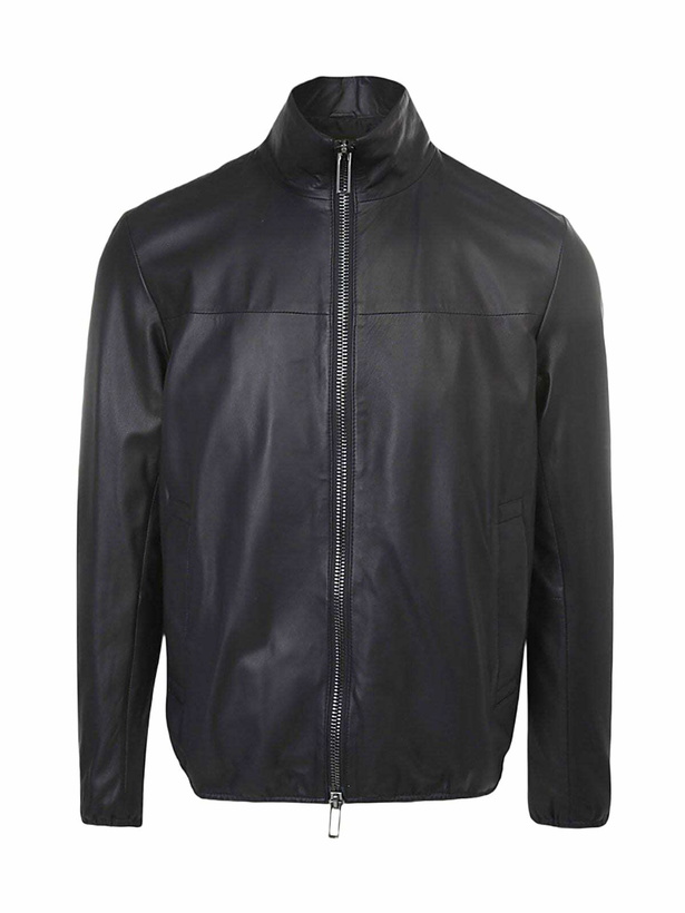 Photo: Emporio Armani Zip-up Long Sleeved Leather Jacket