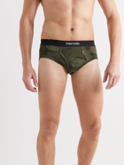 TOM FORD - Camouflage-Print Stretch-Cotton Jersey Briefs - Green
