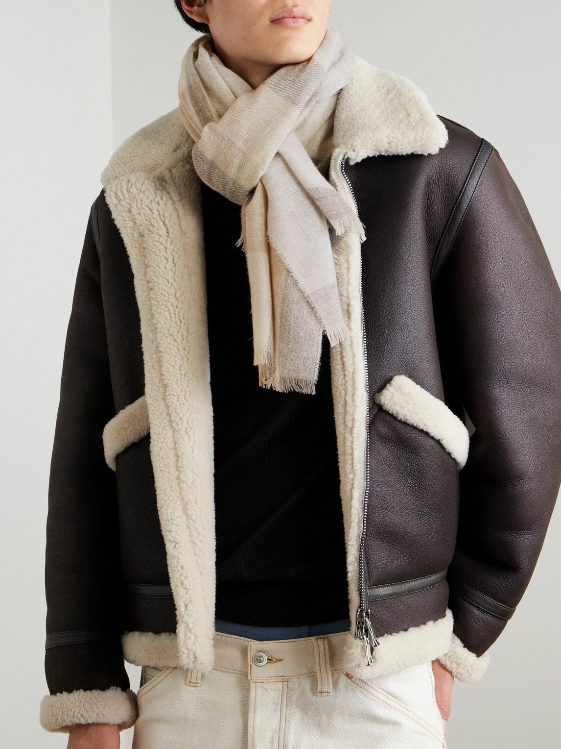 Johnstons of Elgin - Frayed Checked Cashmere Scarf