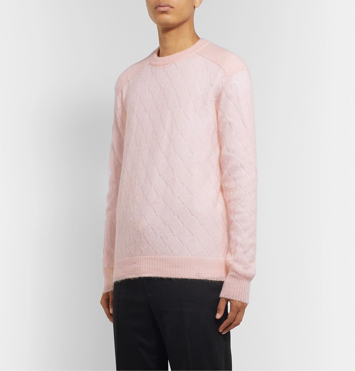 Undercover - Perforated Argyle Knitted Sweater - Pink Undercover