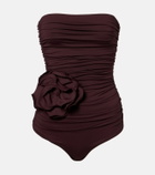 Magda Butrym Floral-appliqué ruched swimsuit