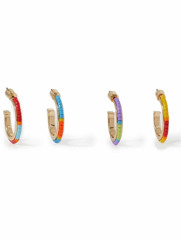 Photo: Roxanne Assoulin - Set of Four Gold-Tone Beaded Hoop Earrings
