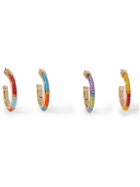 Roxanne Assoulin - Set of Four Gold-Tone Beaded Hoop Earrings