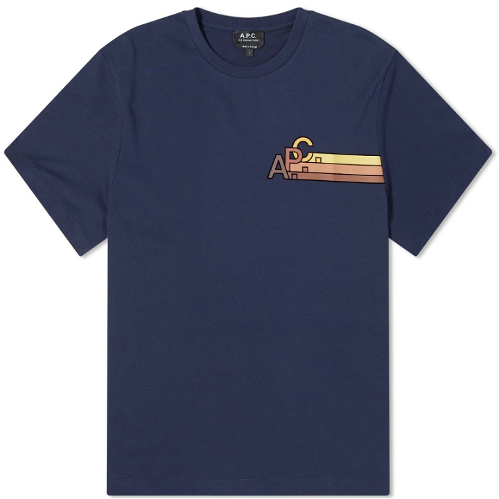 Photo: A.P.C. Men's Isaac Logo T-Shirt in Dark Navy