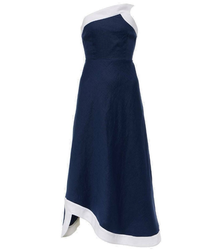 Photo: Staud Sirani asymmetric linen maxi dress