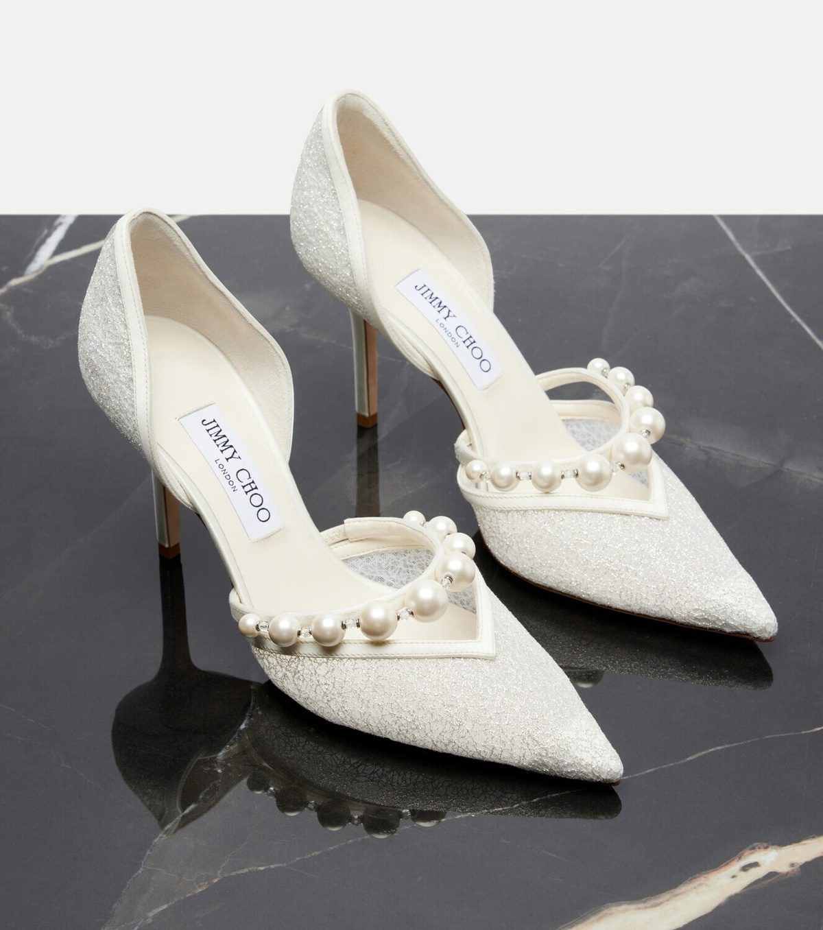 Jimmy Choo Bridal Aurelie embellished leather pumps