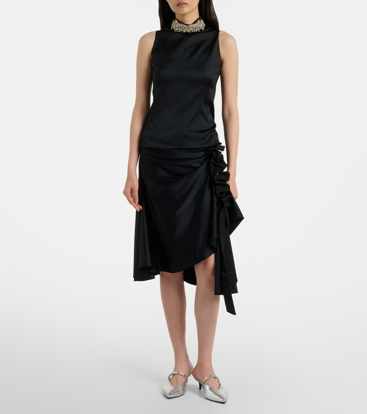 McQueen Gathered asymmetric midi skirt