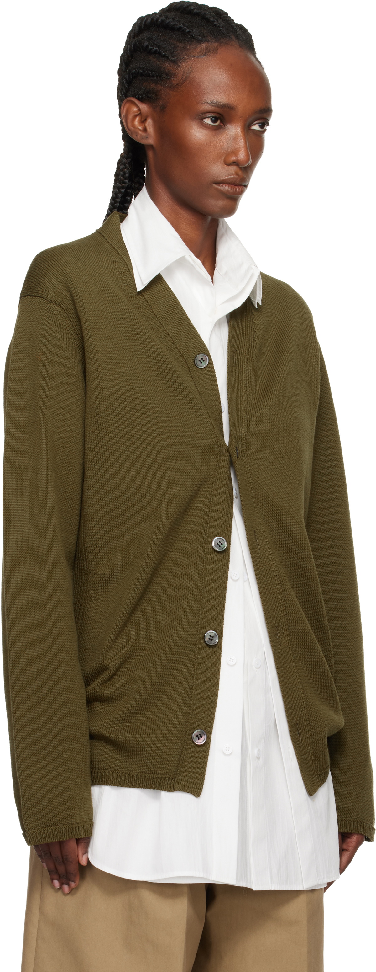 Comme des Garçons Homme Plus Khaki Cotton Jersey Cardigan
