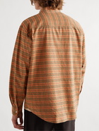 Auralee - Checked Silk and Cotton-Blend Flannel Shirt - Orange