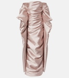 Marmar Halim Caped satin bustier gown