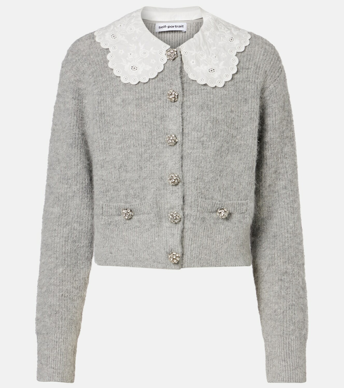 Self-Portrait Embellished lace-trimmed cardigan