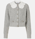 Self-Portrait Embellished lace-trimmed cardigan