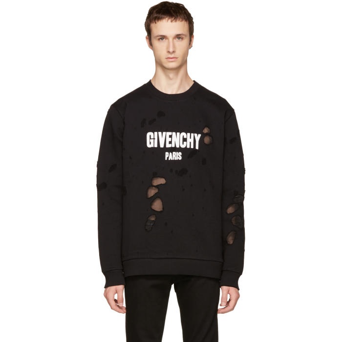 Photo: Givenchy Black Distressed Logo Sweatshirt
