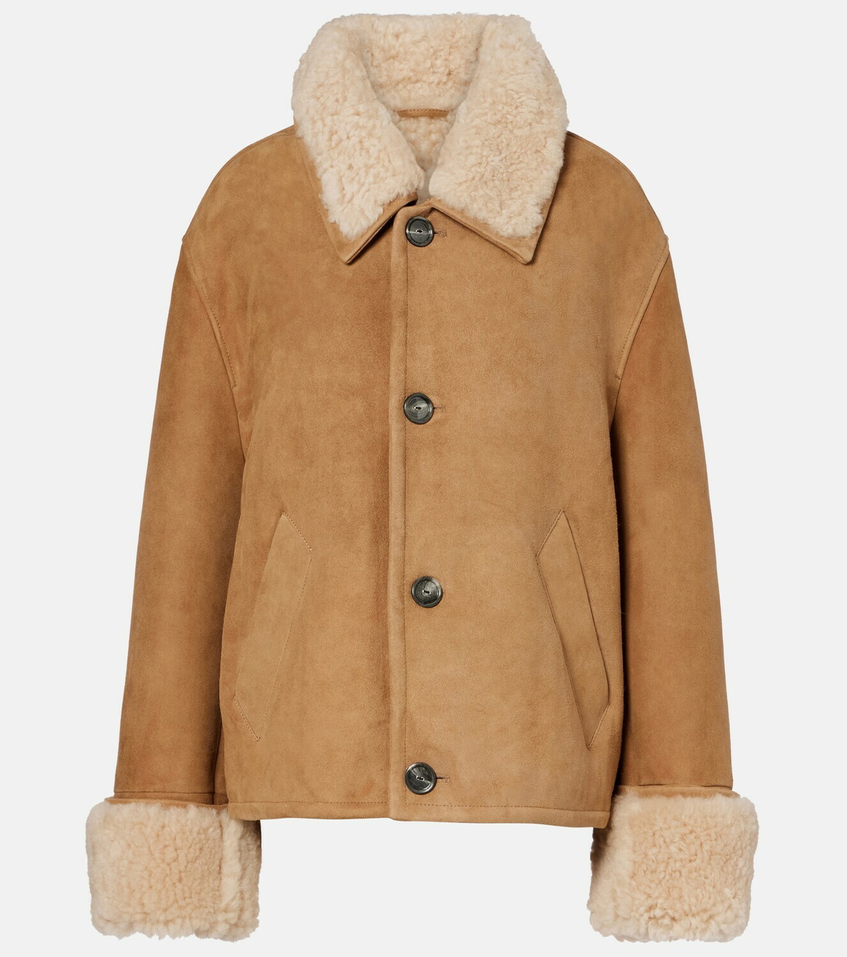 Ami Paris Shearling-trimmed suede jacket