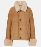 Ami Paris Shearling-trimmed suede jacket