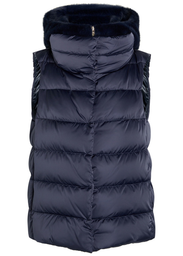 Photo: Herno Quilted Hooded Shell and Faux fur Gilet Blue