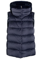 Herno Quilted Hooded Shell and Faux fur Gilet Blue
