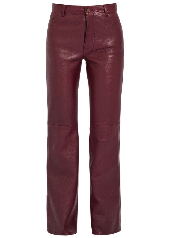 Photo: Chloe Flared-leg Grained Leather Trousers Dark Red