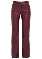 Chloe Flared-leg Grained Leather Trousers Dark Red