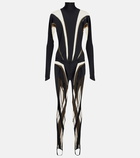 Mugler - Paneled High Neck mesh jumpsuit