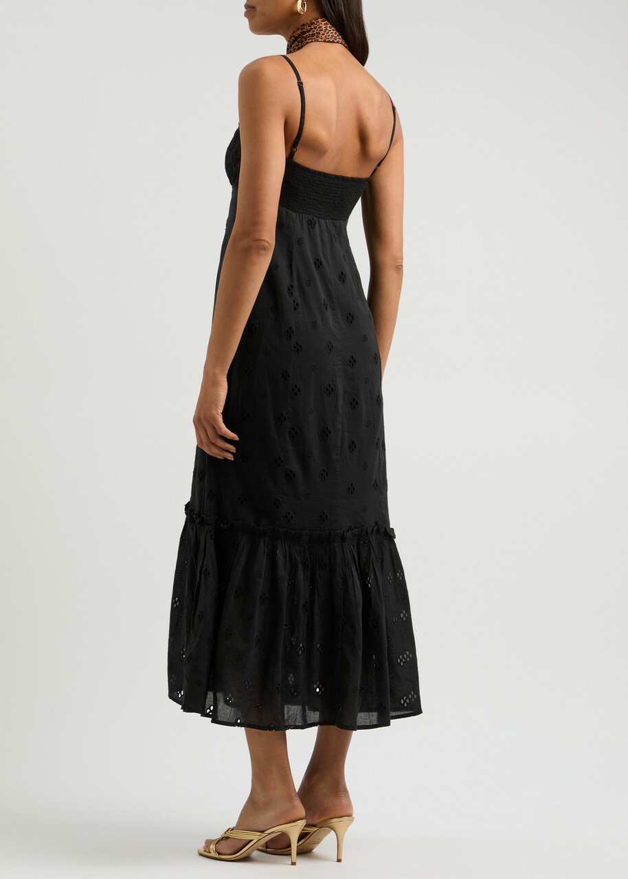 Rixo Sorcha Eyelet-embroidered Cotton Midi Dress Black Rixo Rixo Sorcha Eyelet-embroidered Cotton Midi Dress Black Rixo
