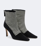 Manolo Blahnik Gosta houndstooth suede-trimmed ankle boots