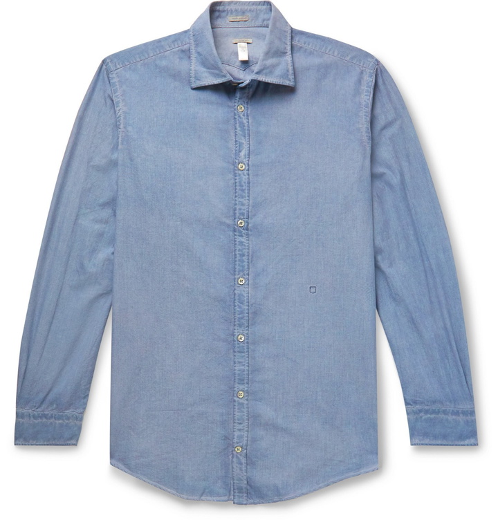 Photo: Massimo Alba - Watercolour-Dyed Micro-Checked Cotton Shirt - Blue