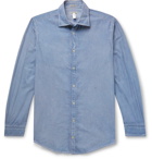 Massimo Alba - Watercolour-Dyed Micro-Checked Cotton Shirt - Blue