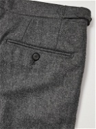 De Petrillo - Straight-Leg Pleated Brushed Virgin Wool-Flannel Trousers - Gray