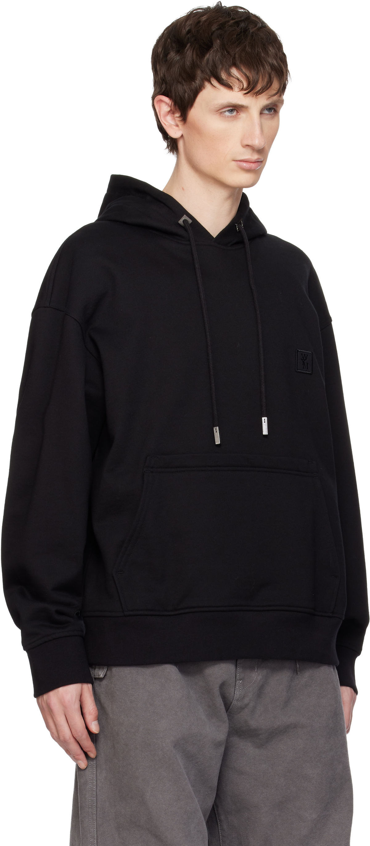 WOOYOUNGMI Black Flower Back Logo Hoodie