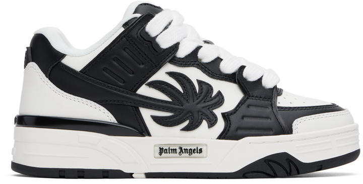 Photo: Palm Angels White & Black Venice Leather Sneakers