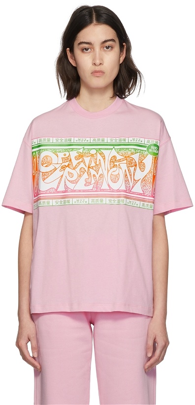 Photo: Opening Ceremony Pink Crazy Letter Label T-Shirt
