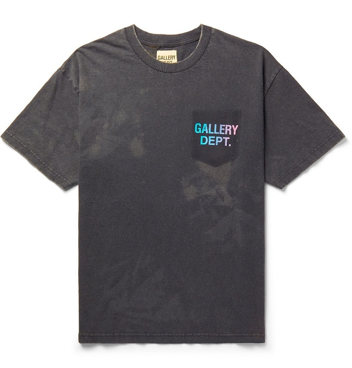 Photo: Gallery Dept. - Boardwalk Logo-Print Distressed Cotton-Jersey T-Shirt - Black